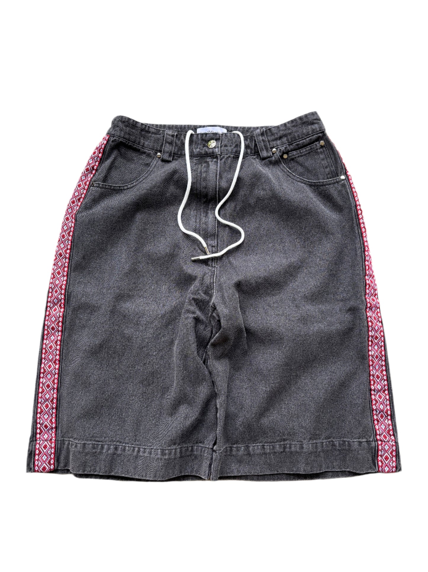 Red Aztek Denim Shorts