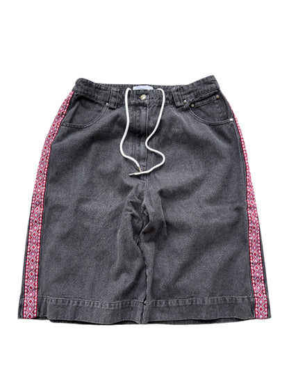 Red Aztek Denim Shorts