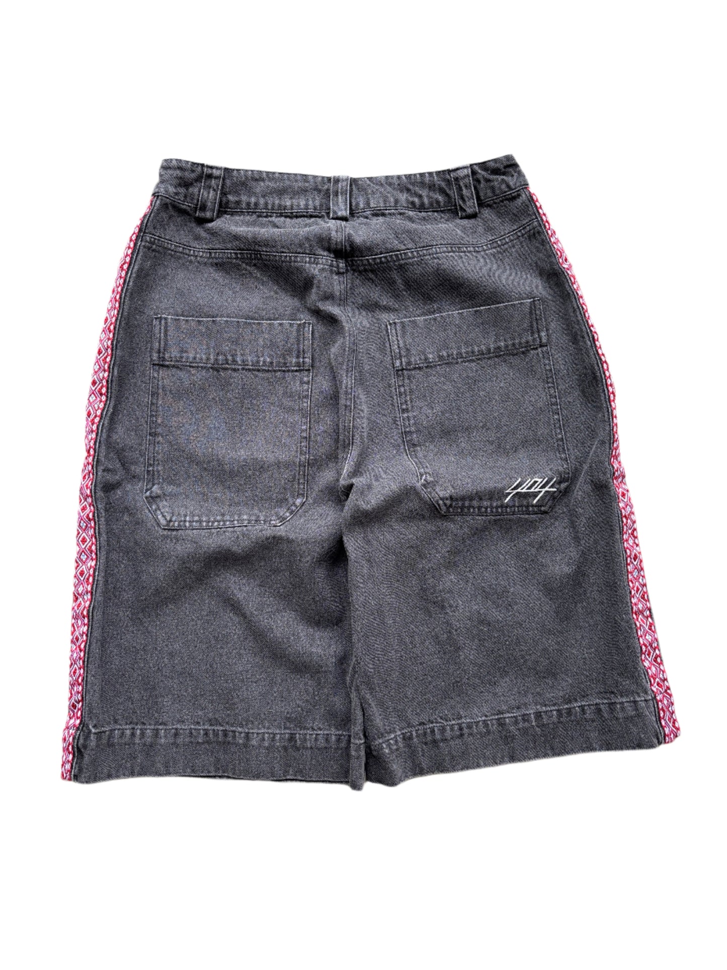 Red Aztek Denim Shorts