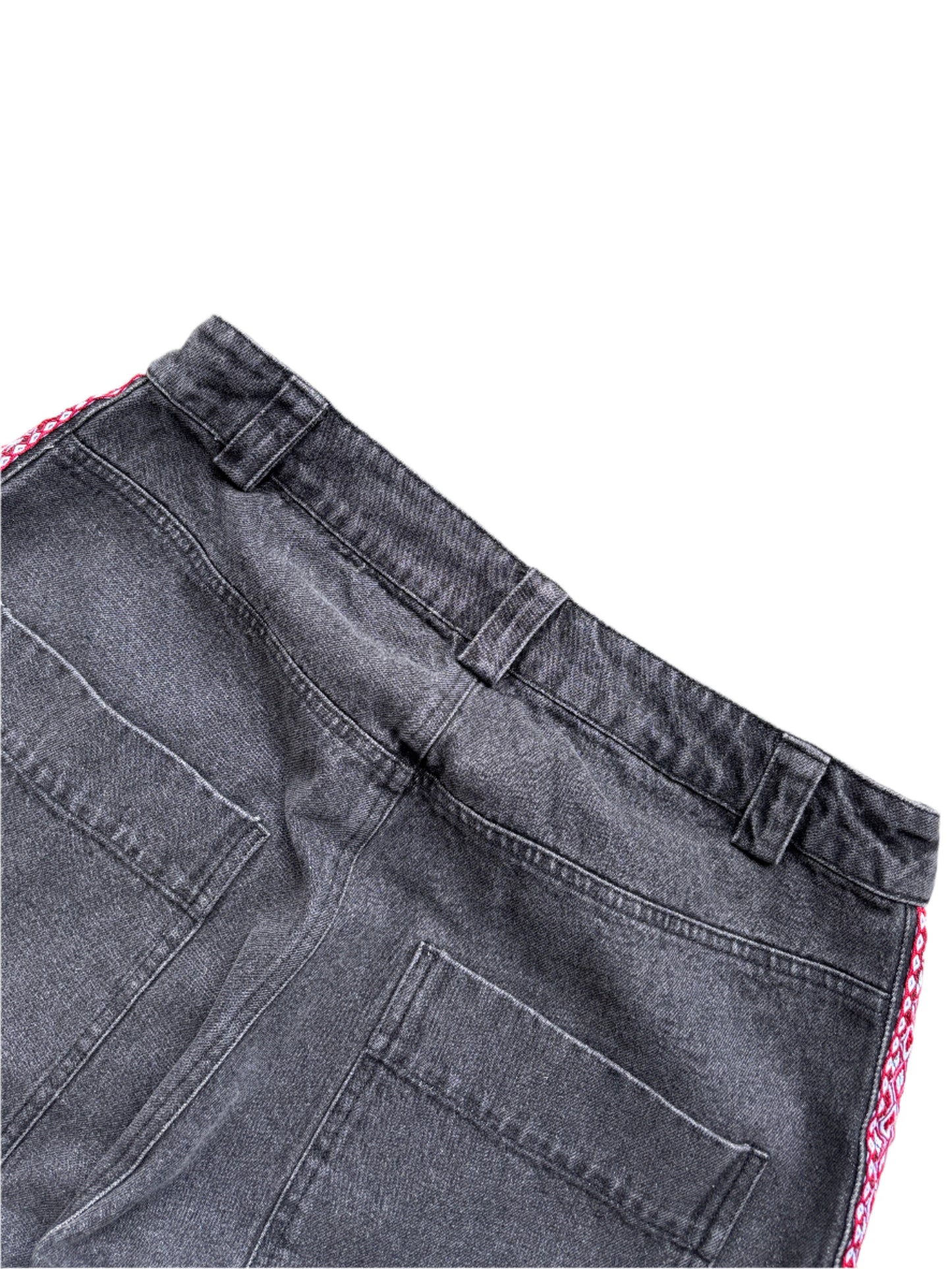 Red Aztek Denim Shorts