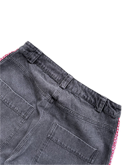 Red Aztek Denim Shorts