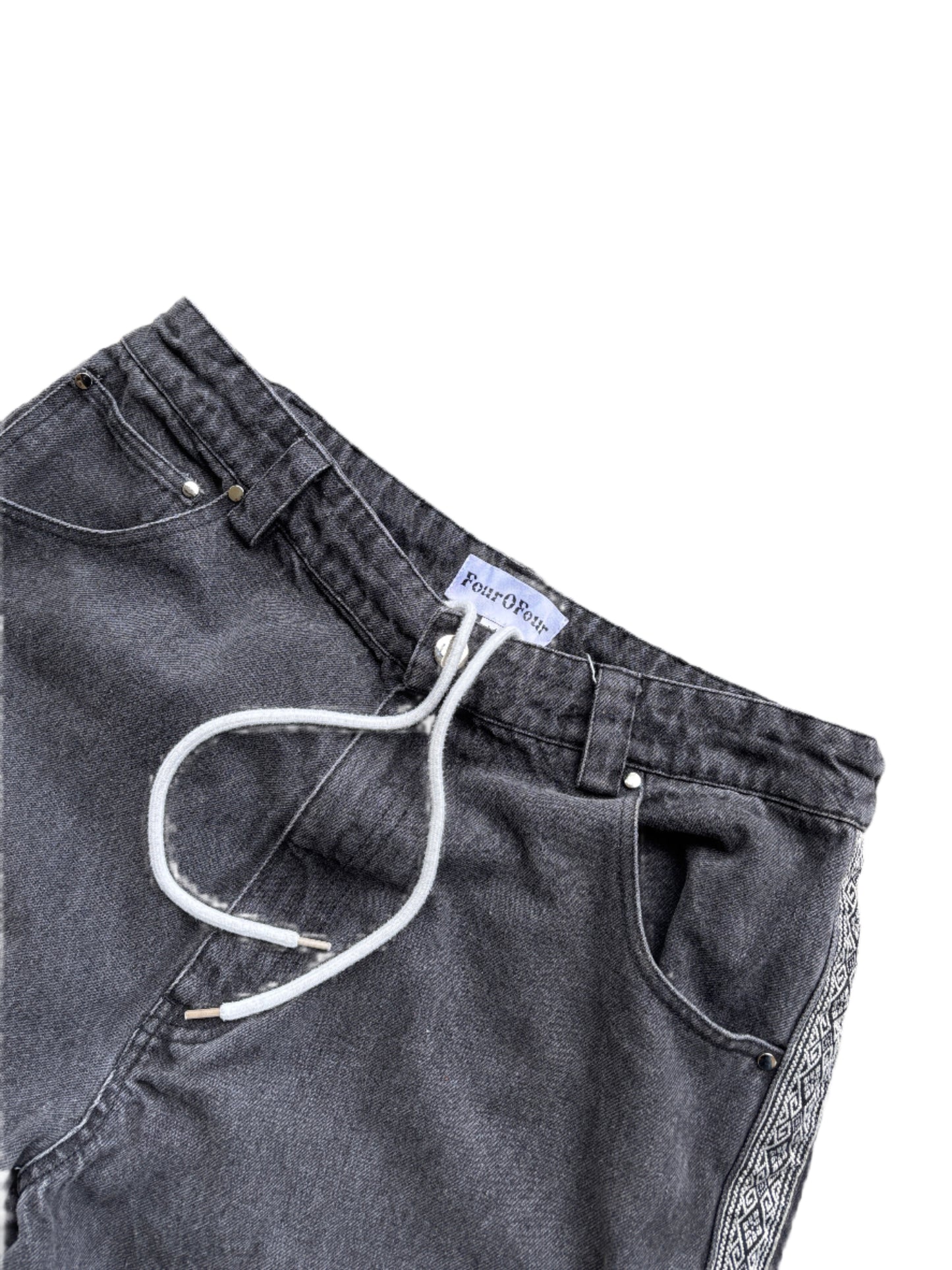 White Aztek Denim Shorts