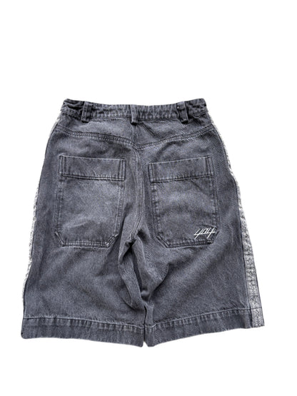 White Aztek Denim Shorts