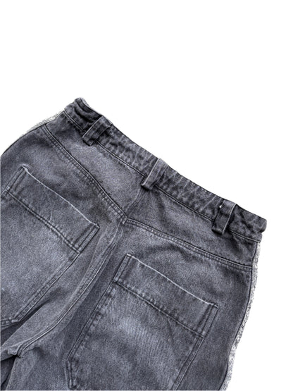 White Aztek Denim Shorts