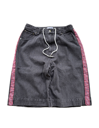 Red Aztek Denim Shorts