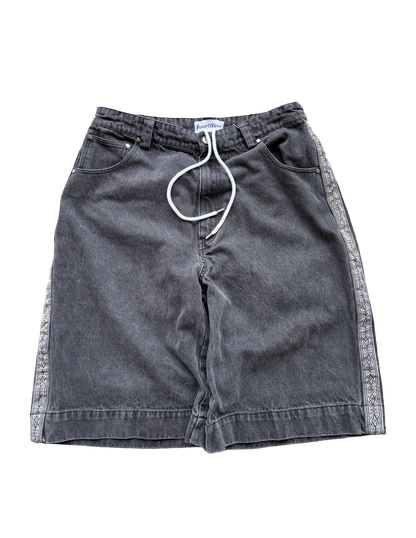 White Aztek Denim Shorts