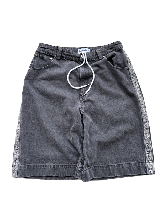 White Aztek Denim Shorts